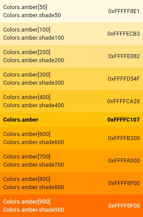 amber constant - Colors class - material library - Dart API