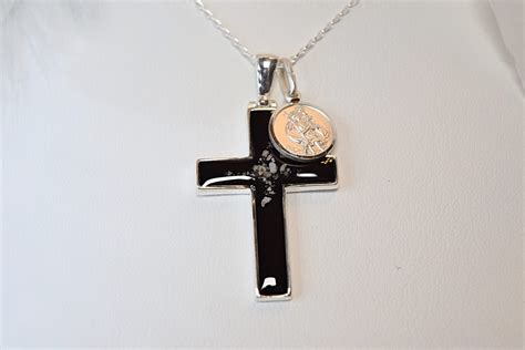 Cremation Ashes & Memorial Cross Necklace - Amulet of Ashes