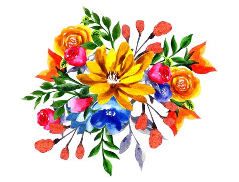 Vibrant Mexican Watercolor PNG Flowers Graphic by Attraction Artist ...