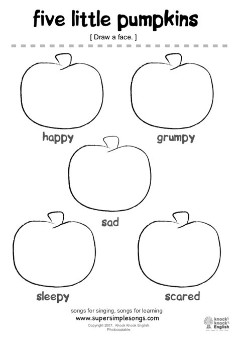 Five Little Pumpkins Free Printable