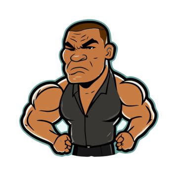 Mike Tyson Vector, Sticker Clipart Boxing Cartoon Character, Sticker ...