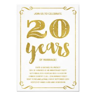 20th Anniversary Wedding Invitations | Zazzle