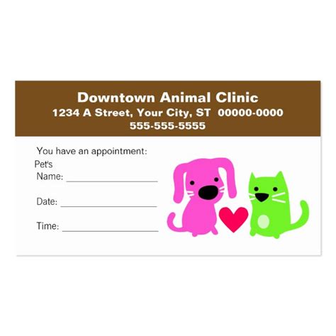 Veterinary Appointment Card Business Card Templates