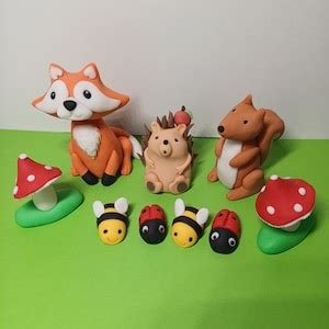 Woodland Animal Cake Toppers/ Fondant Woodland Animals/ Sugar Paste Animal Toppers - Etsy