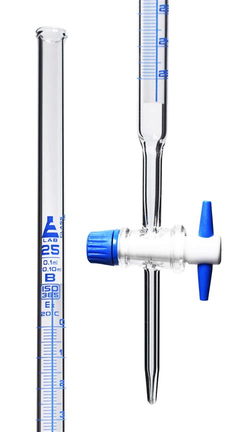 Lab Burette, 25mL - Schellbach Design for Accurate Miniscus Reading - Class B - 0.1mL Blue ...