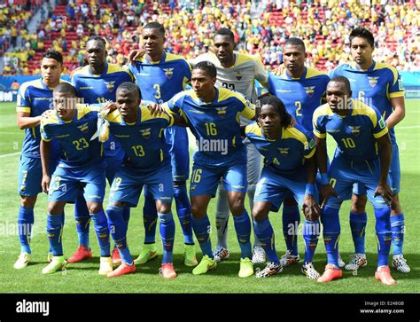 Brasilia, Brazil. 15th June, 2014. Ecuadors national team players pose ...