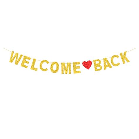 Glitter Gold Welcome Back Banner Hanging Welcome Back Sign Banner for ...