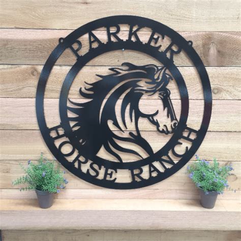 Majestic Horse Ranch Sign, Cut Metal Sign, Metal Wall Art, Metal House Sign | Nalaprint