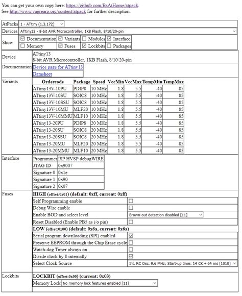 AtPack: Atmel Pack parser, visualizer and fuse calculator - Electronics-Lab.com