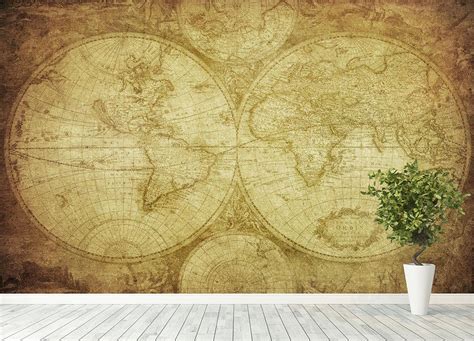 vintage map of the world Wall Mural Wallpaper | Canvas Art Rocks