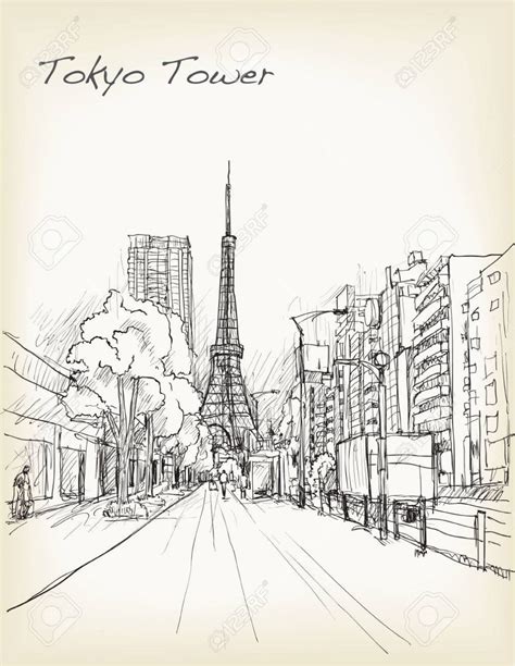 Asia City, City Sketch, City Drawing, Tokyo City, Hand Lines, Architecture Drawing Art, Free ...