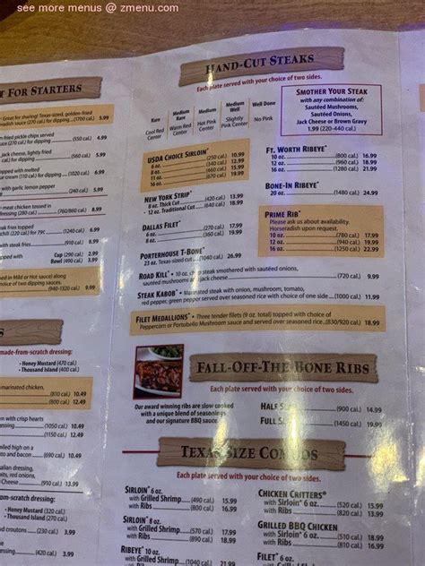 Menu at Texas Roadhouse BBQ, Lawton