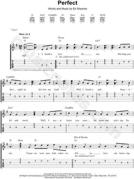 Perfect Ed Sheeran Guitar Chords - Sheet and Chords Collection