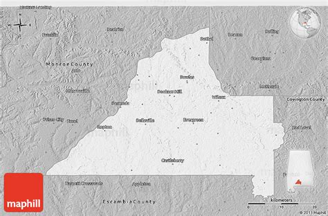 Gray 3D Map of Conecuh County