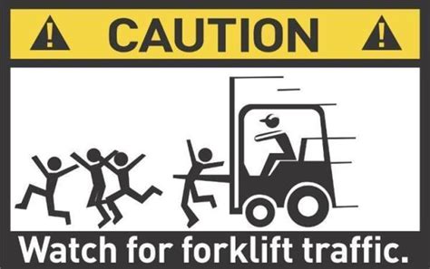 Funny Warning Sign Caution Fork Lift Truck Operating Sticker Self ...