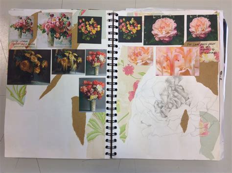 Final piece tests | Gcse art sketchbook, Student art, Flower art