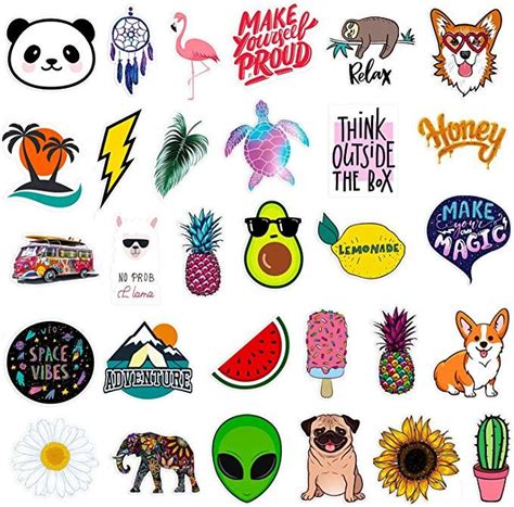 Stickers for Water Bottles Big 30-Pack Cute,Waterproof,Aesthetic,Trendy Stickers for Teens,Girls ...