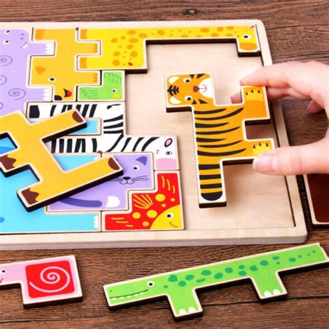 Wooden Puzzles Animal Creative Puzzle Intellectual Puzzle Toy Brain ...