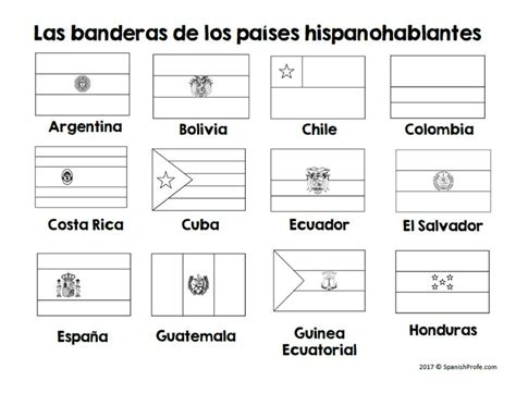 Printable Coloring Spanish Speaking Countries Flags Coloring Pages