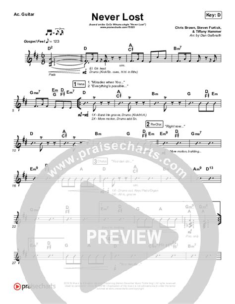 Never Lost Acoustic Guitar Sheet Music PDF (CeCe Winans) - PraiseCharts