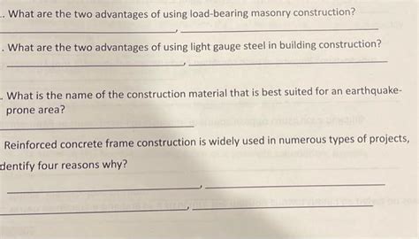 Solved What are the two advantages of using load-bearing | Chegg.com