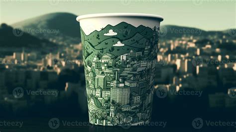 AI generated Paper cup mockup with wave pattern generated with AI ...