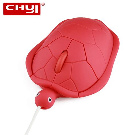 CHYI Wired Computer Mouse Cute Mini Red Green Turtle Shape Mice 1200DPI Optical Cartoon PC ...