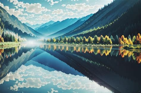 Premium AI Image | mountain lake reflection