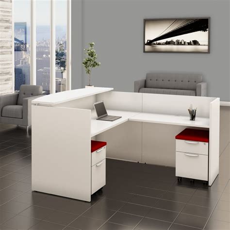 White Reception Desk with Filing System - Office Furniture EZ