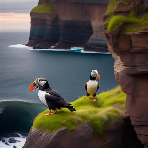 Premium AI Image | Sea cliffs with puffins