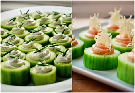 Cucumber Canapés with 2 Cream Cheese Fillings