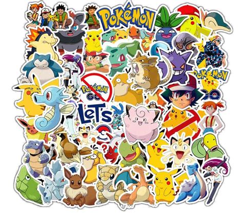 50 PCS Pokemon Stickers Anime Sticker Pack Free Shipping | Etsy