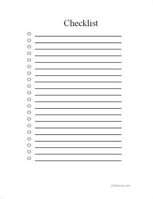 FREE Checklist Template Word