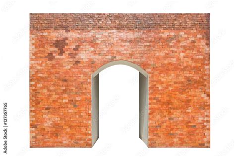 Arch built of red brick isolated on white background, Clipping p Stock ...