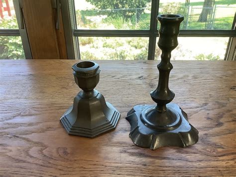 Two Vintage Pewter Candlesticks/vintage Candlesticks - Etsy