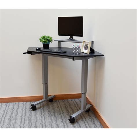 Luxor Silver and Black Oak Desk with Wheels-STANDUP-CCF60-B - The Home Depot