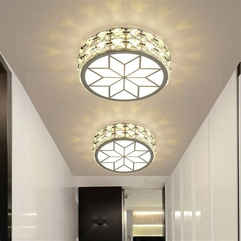 Modern Crystal Ceiling Light Fixture, 7" Round Acrylic Ceiling Lamp ...