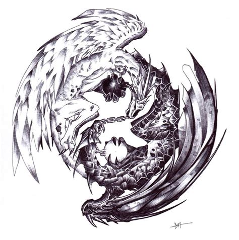 Yin Yang Dragon by Moog-lee on DeviantArt | Лесные татуировки, Татуировки воинов, Эскиз