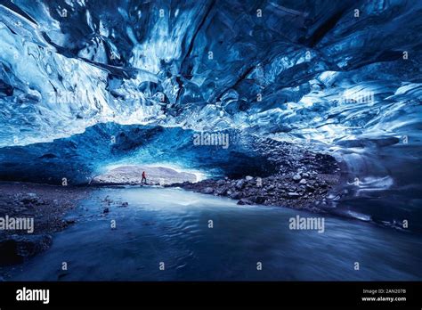 Blue ice cave in Vatnajokull glacier, Iceland Stock Photo - Alamy