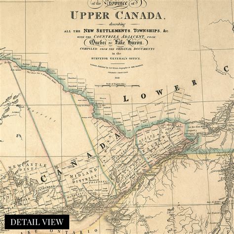 1836 Upper Canada Map Old Map of Canada History Map of Upper Canada Province Describing New ...