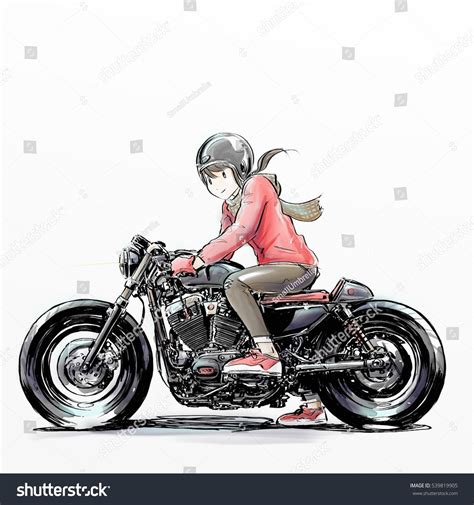 Cute Girl Riding Motorcycle Winter Stock Illustration 539819905 | Shutterstock