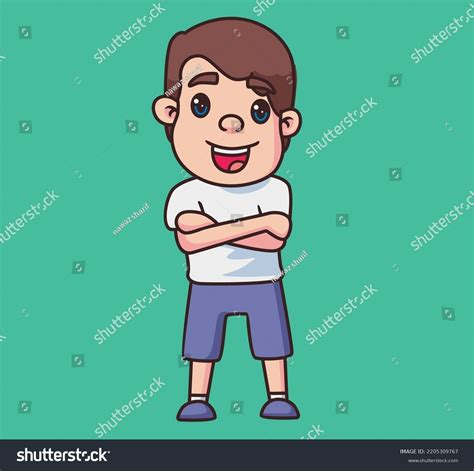 Little Boy Crossed Arms Cartoon Illustration Stock Vector (Royalty Free ...