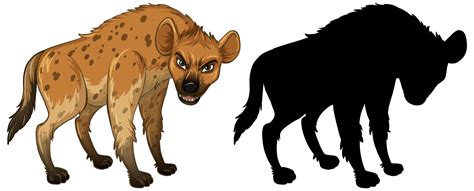 Hyena character and its silhouette on white background 1426703 Vector ...