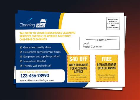 Cleanning-Service-EDDM-Postcard (Back) | Postcard template, Postcard ...