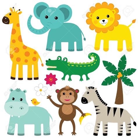 Cute animals set | Cartoon animals, Baby animal art, Animal silhouette