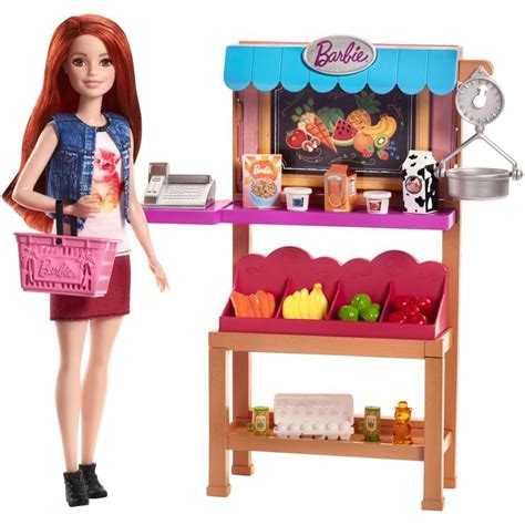 Barbie Careers Grocery Supermarket Register Food Stand Playset - Walmart.com | Barbie toys ...