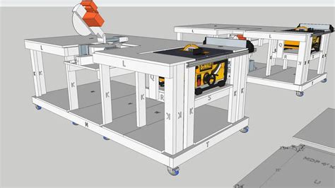 Mobile Workbench with built-in table and mitre saws | 3D Warehouse ...