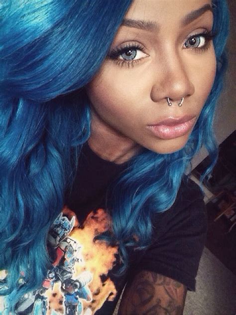 Image result for PRETTY alt BLACK GIRLS | Natural hair styles, Dyed hair blue, Blue hair dark