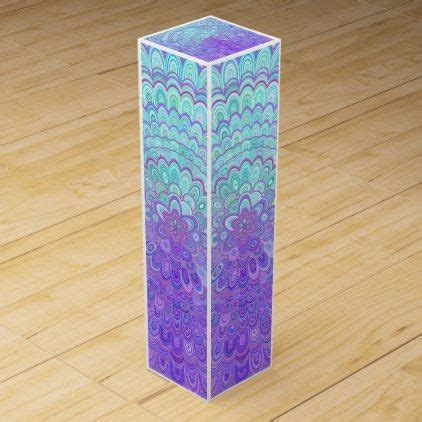 Mandala Flower in Light Blue and Purple Wine Gift Box - craft supplies diy custom design supply ...