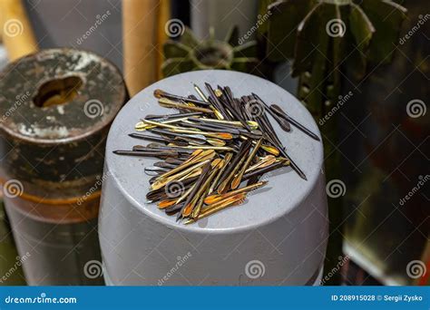 Steel Shrapnel for Bombs and Mines. Filler for War Ammunition Editorial Stock Photo - Image of ...